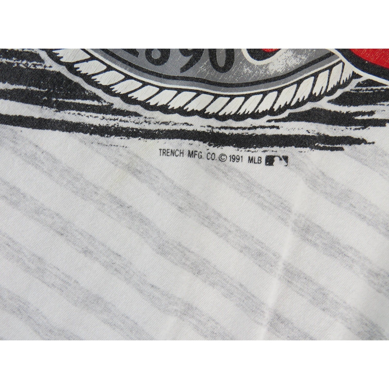 Vintage 1991 MLB Cincinnati Reds T Shirt XL Gray Stripe Trench Ultra TAG USA