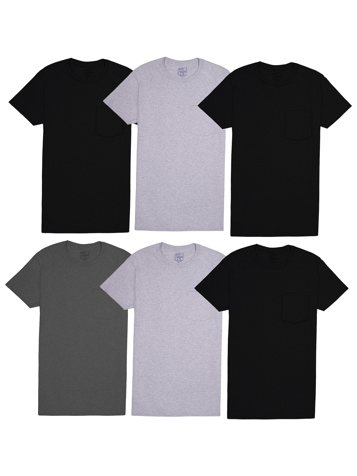 mens Pocket T-shirt Multipack Underwear, 6 Pack – Assorted Colors, XX-Large