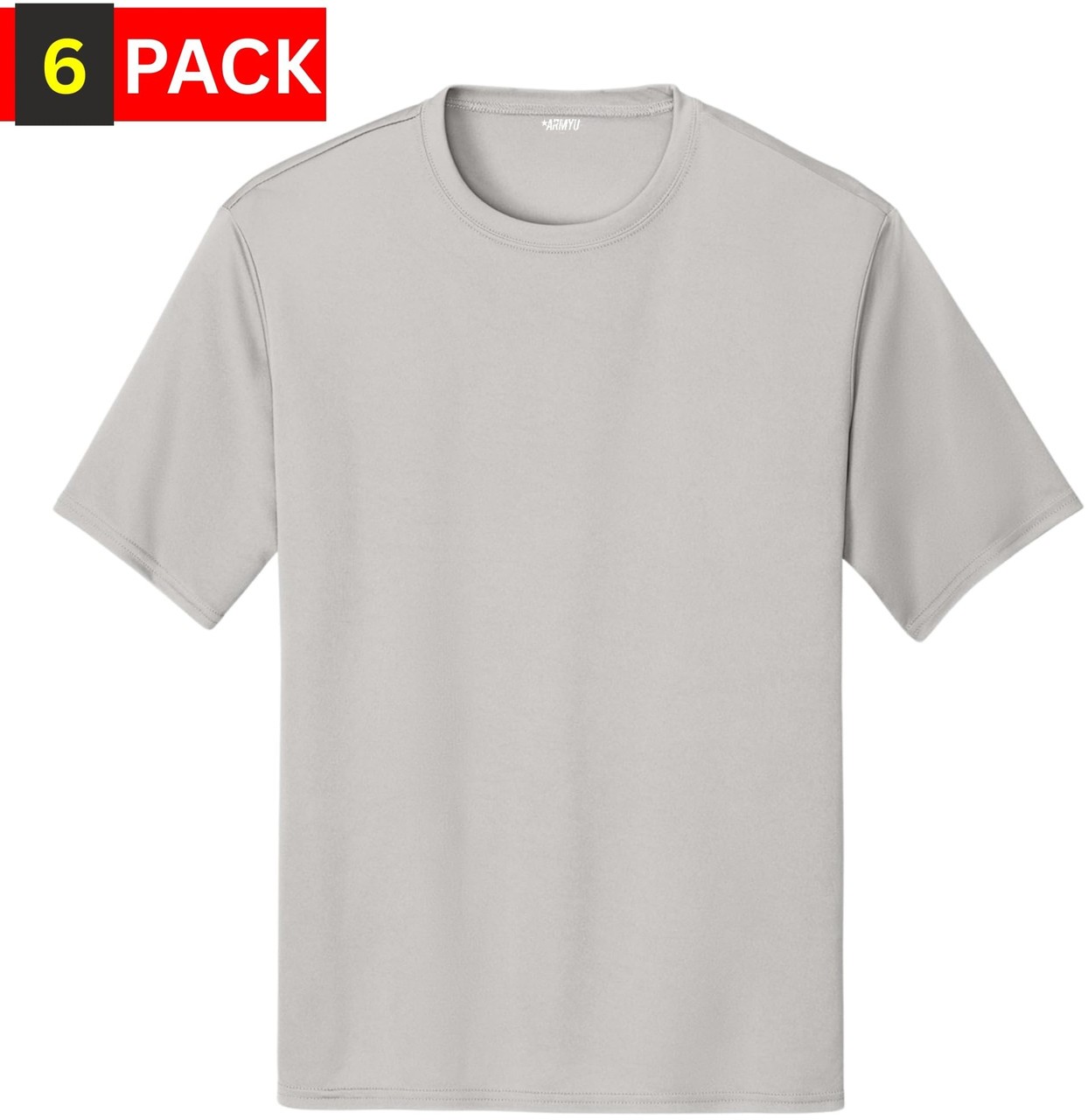 Solid Performance Military T-Shirts 100% Polyester Moisture Wicking Tee, 6-Pack