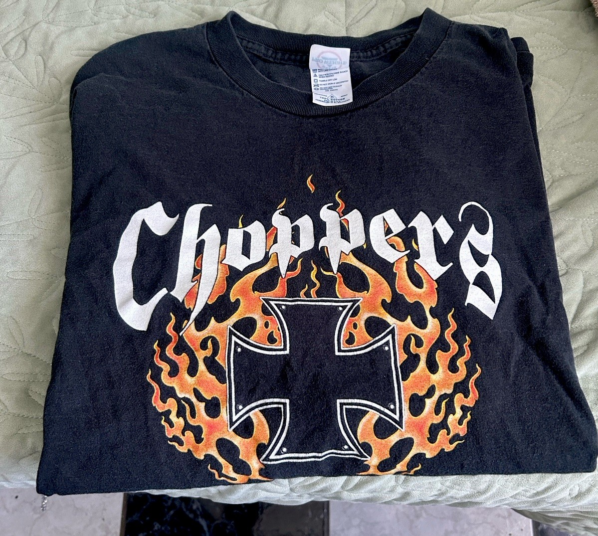 90s Vintage West Coast Choppers Flame Cross Tee Sz XL