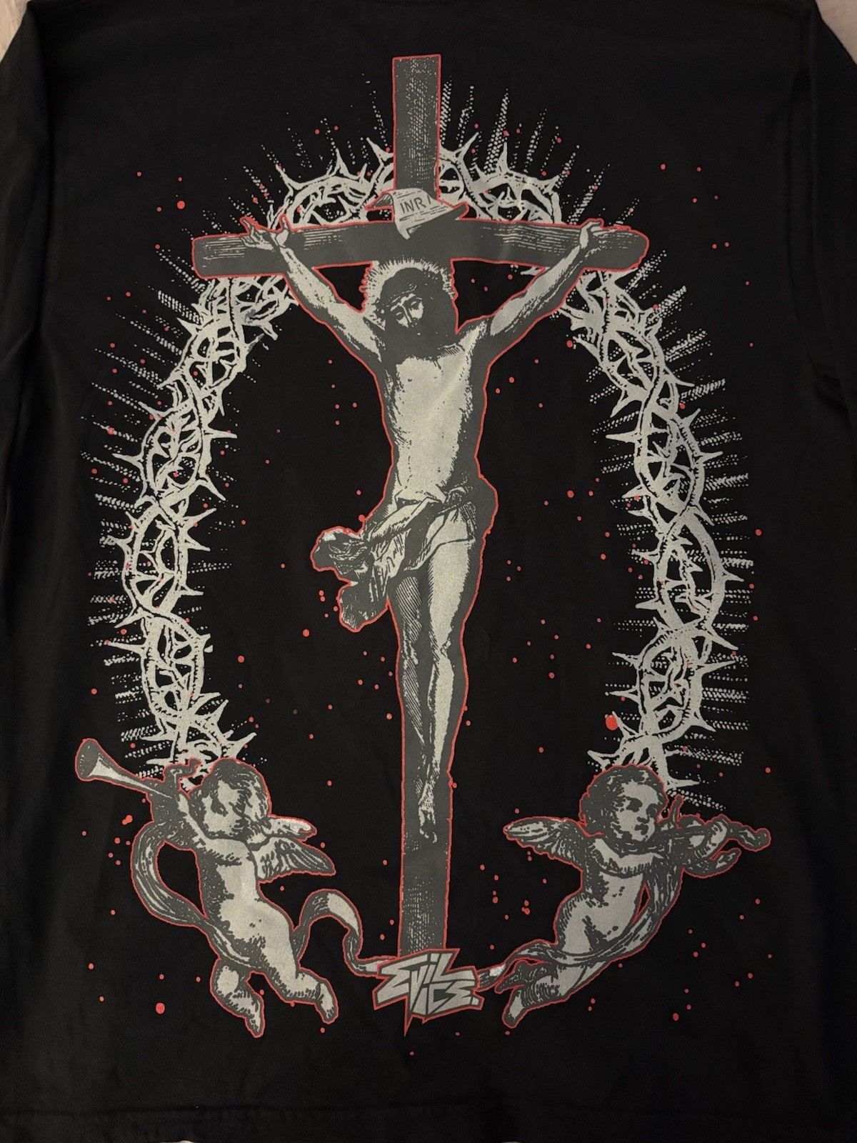 Evil Vice Jesus Graphic Long Sleeve Shirt Black $130 Retail 100% Authentic NWOT