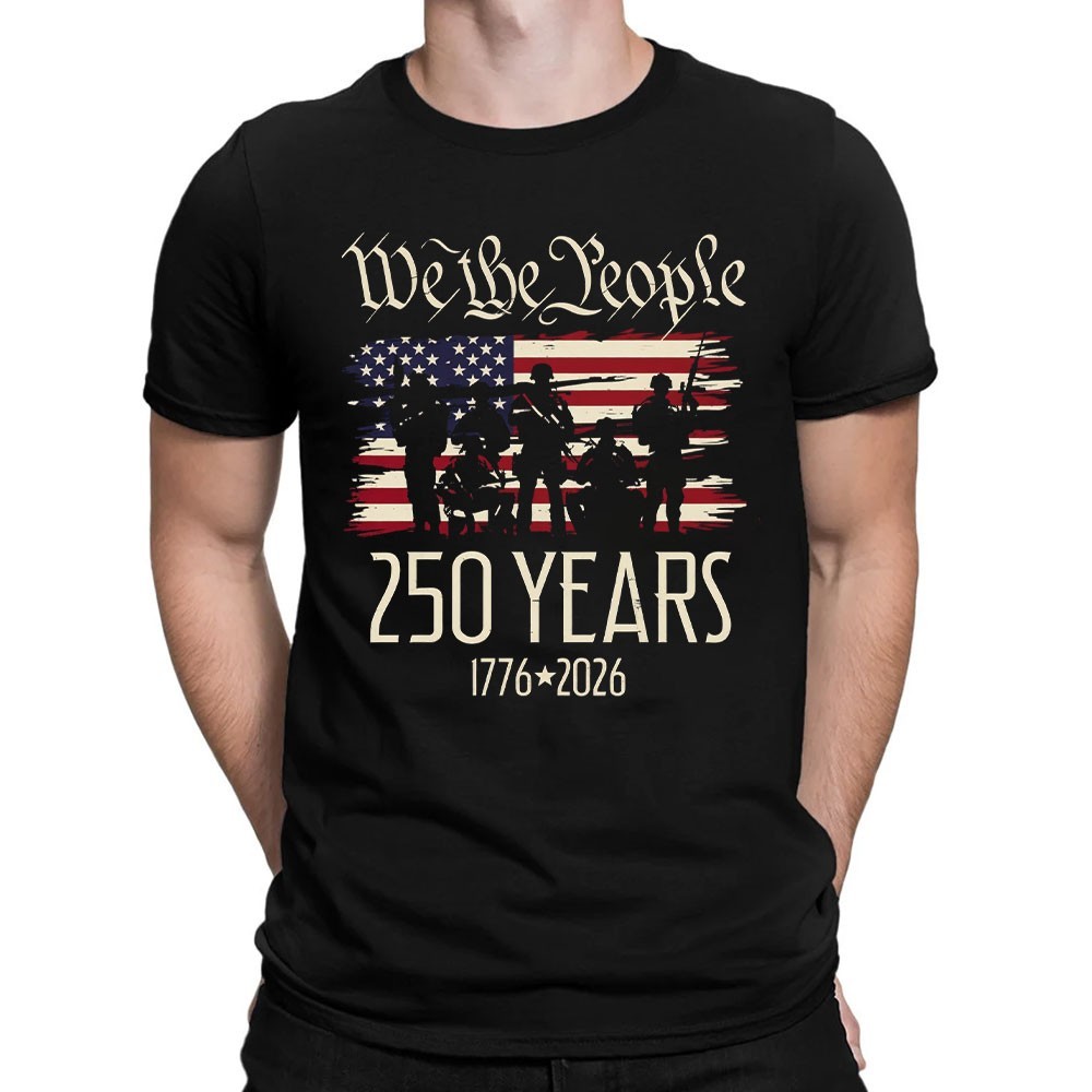250 Years US Flag 250th Anniversary American Birthday USA T-Shirt Black S-2XL