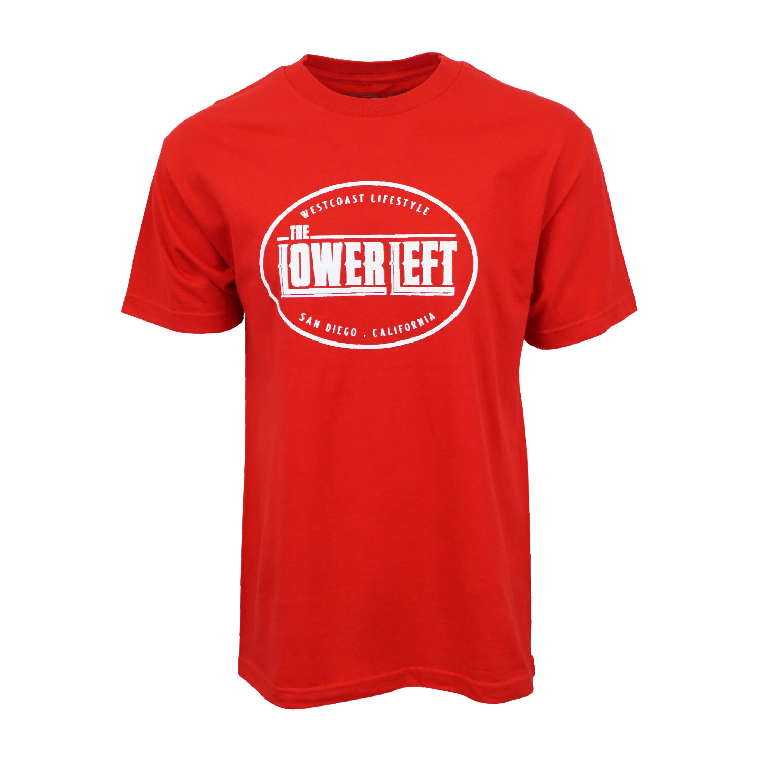 TRIBAL GEAR MENS WEST COAST THE LOWER LEFT SAN DIEGO CALIFORNIA T SHIRT RED
