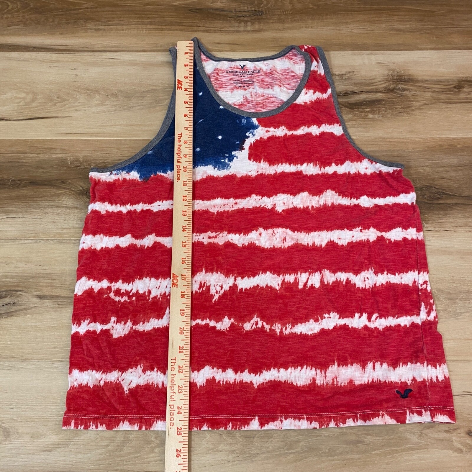 American Eagle Tank Top Mens Medium USA Flag Tie Dye Cotton Heritage Red White