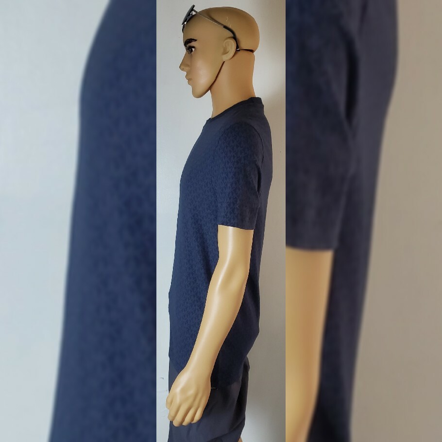 NWT MICHAEL KORS SHORT SLEEVE TSHIRT MEN’S ALLOVER MK LOGO PRINT SIZE M BLUE