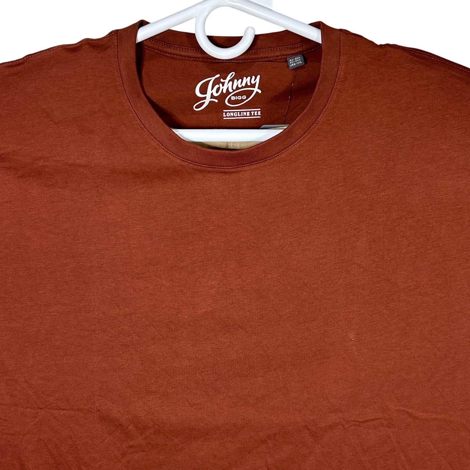 Johnny Bigg Mens Essential Longline Scoop Tee T-Shirt Sienna XL NWT