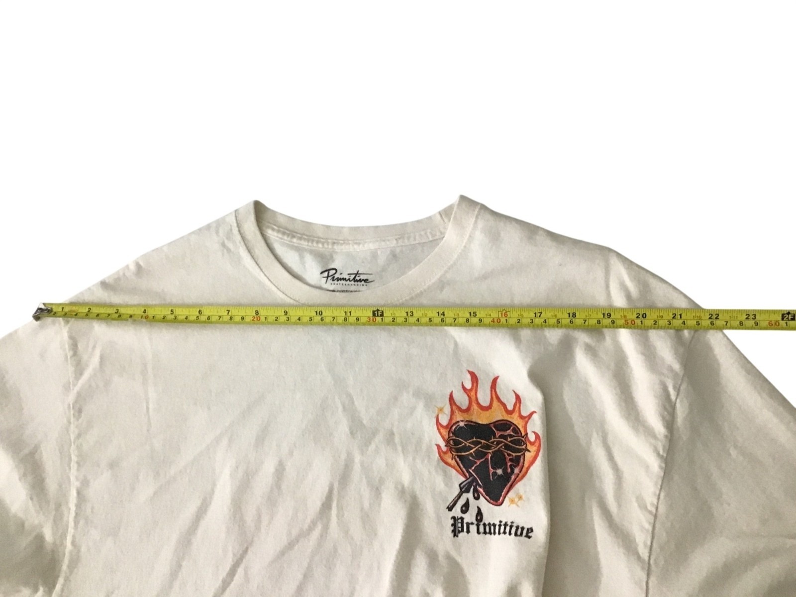 Primitive Sacred Heart Graphic T-Shirt White XL Cotton Skateboarding Tee