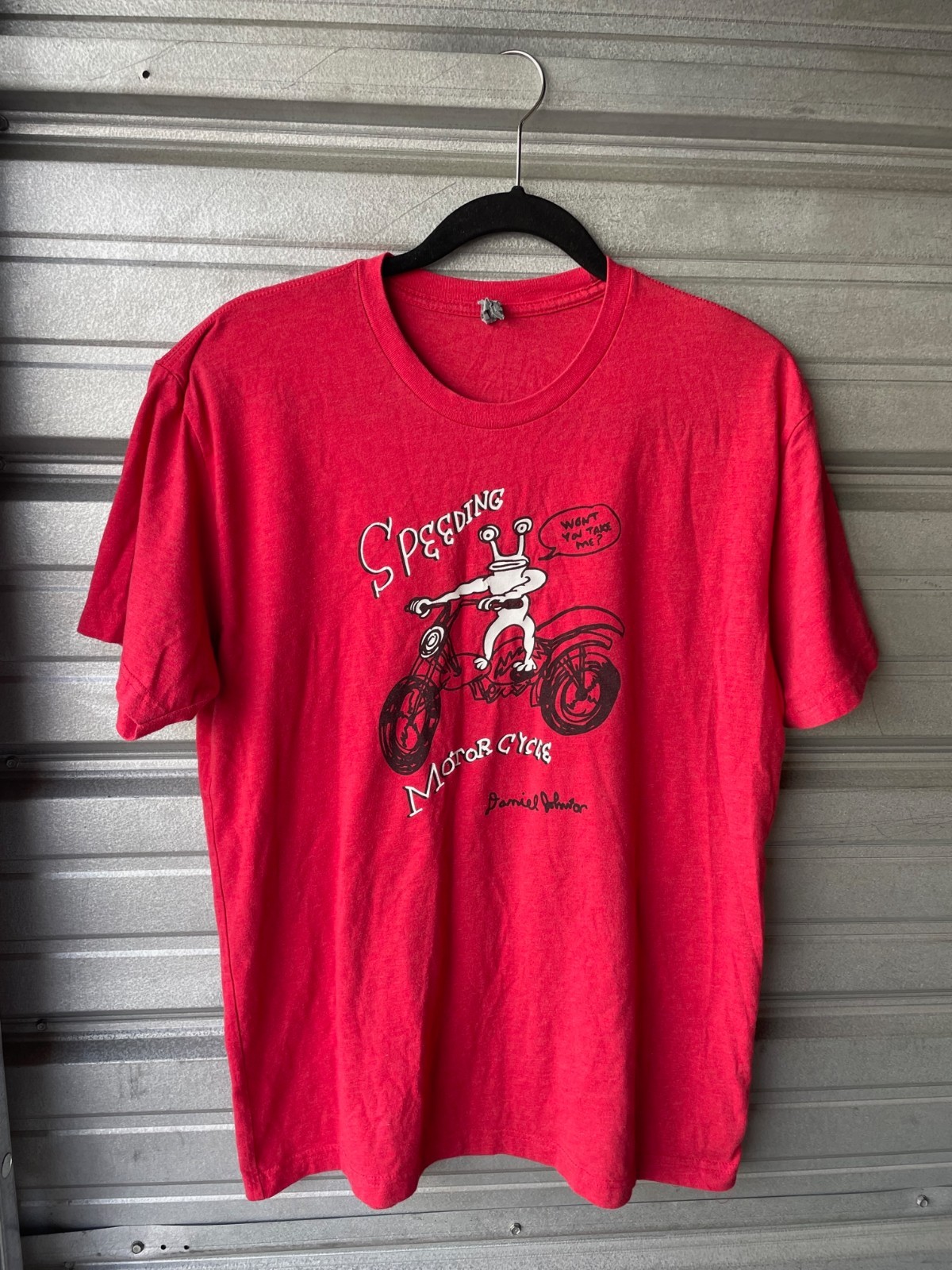 Daniel Johnston And Yo La Tengo Speeding Motorcycle! Red T-Shirt Men’s L
