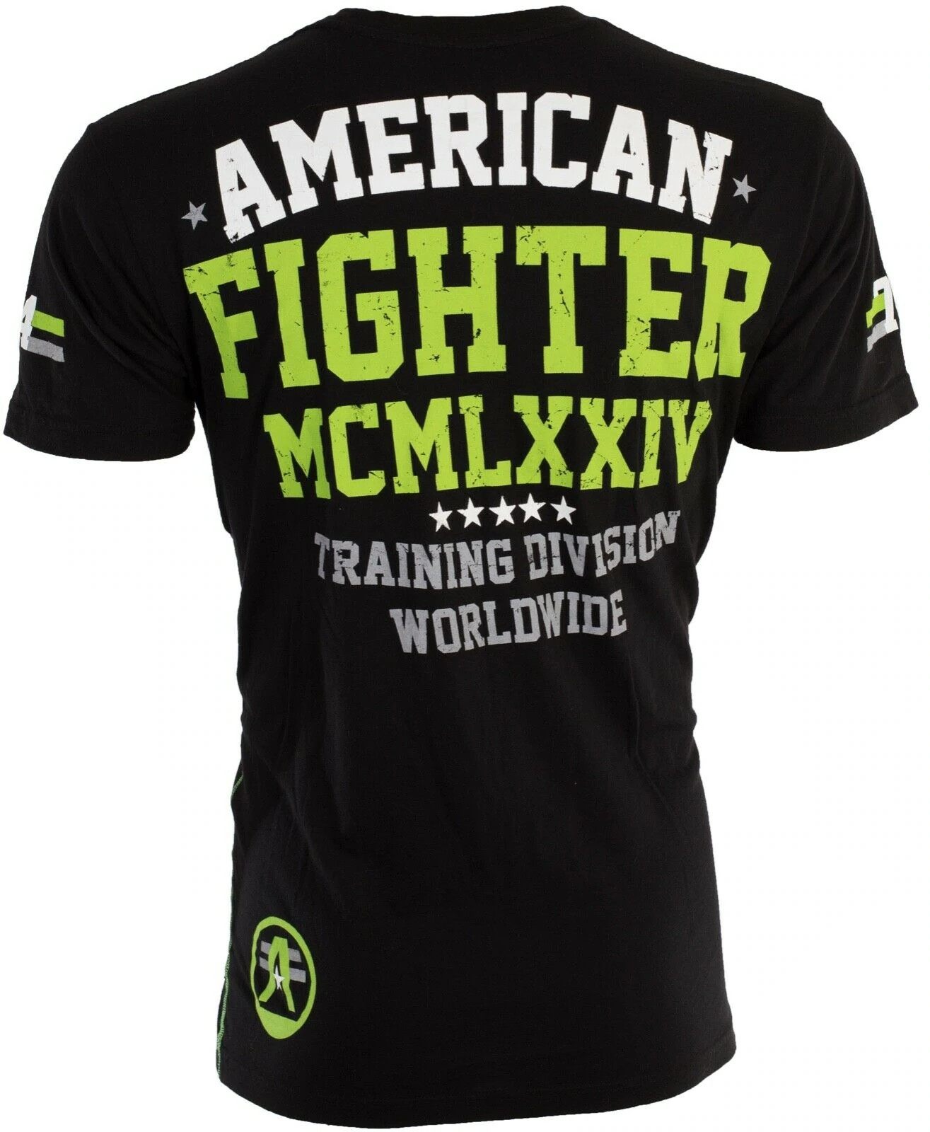 AMERICAN FIGHTER Corner Black Neon Green Athletic Mens Crewneck T-shirt S-3XL