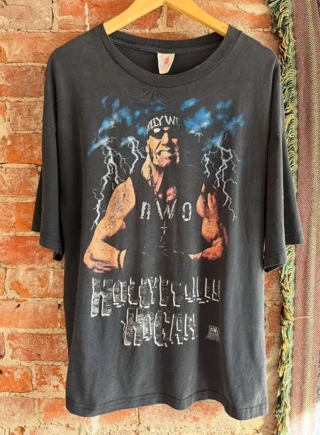 Reprint 1998 WCW Hollywood Hulk Hogan Black T shirt Heavy Cotton