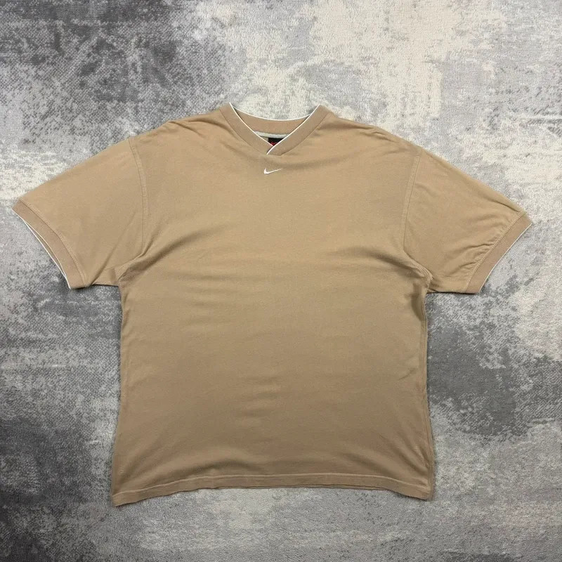 Vintage Nike T-Shirt 90s Embroidered Centre Swoosh Caramel Brown