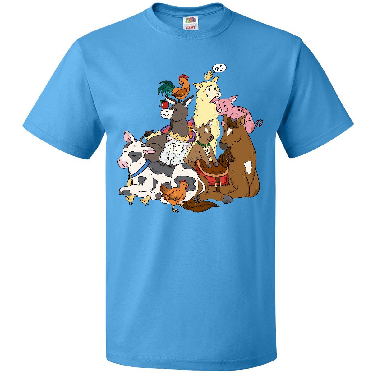 Inktastic Happy Farm Animals T-Shirt Cute Cowboy Cowgirl Calf Farmer Christmas