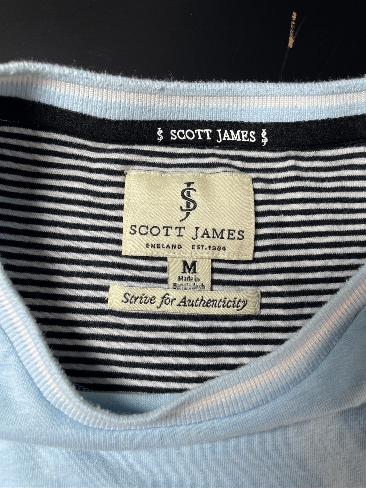 Scott James England Light Blue Short Sleeve T-Shirt Mens Medium