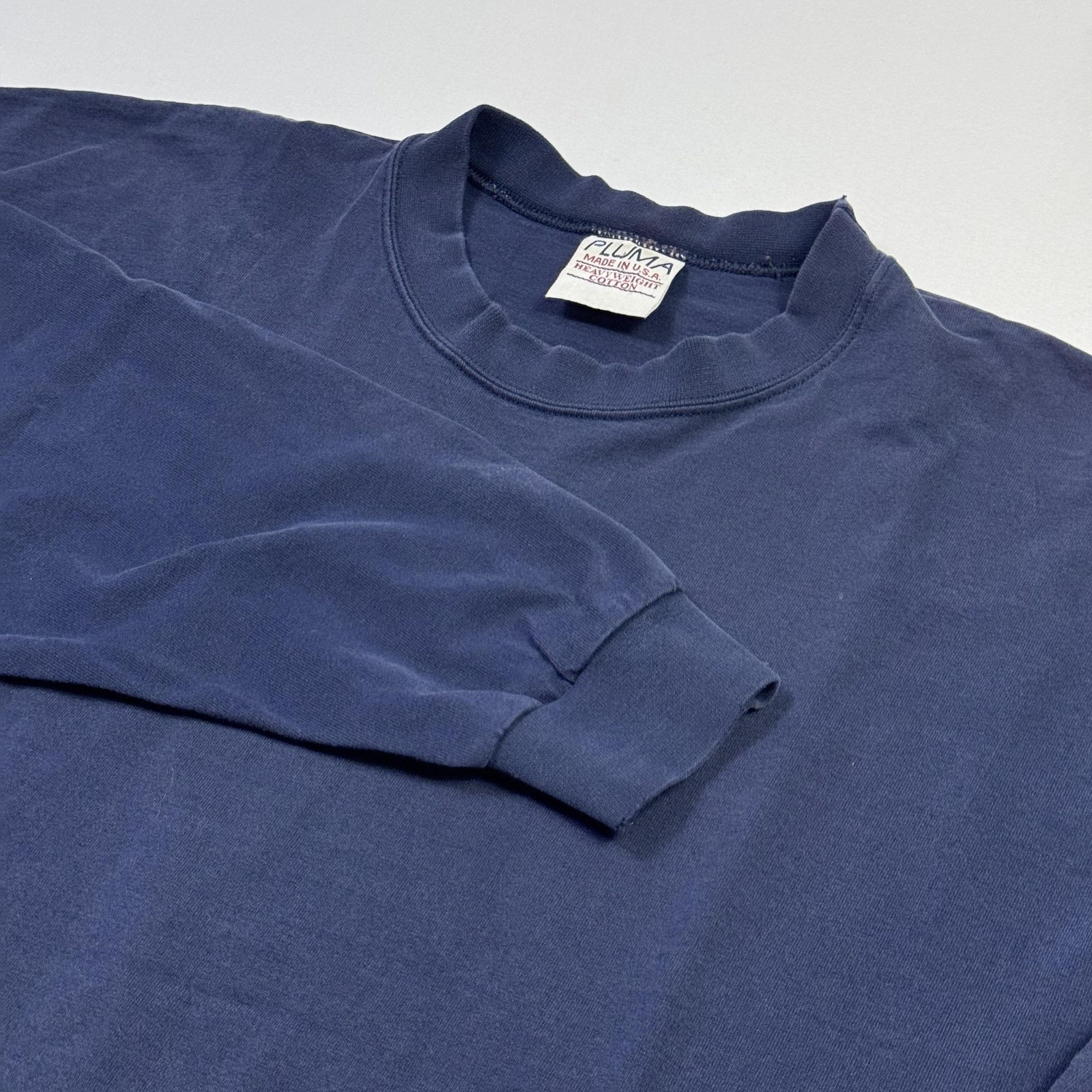 Vintage Pluma Shirt Mens 2XL Blue Crewneck Heavyweight Long Sleeve Made USA Tee