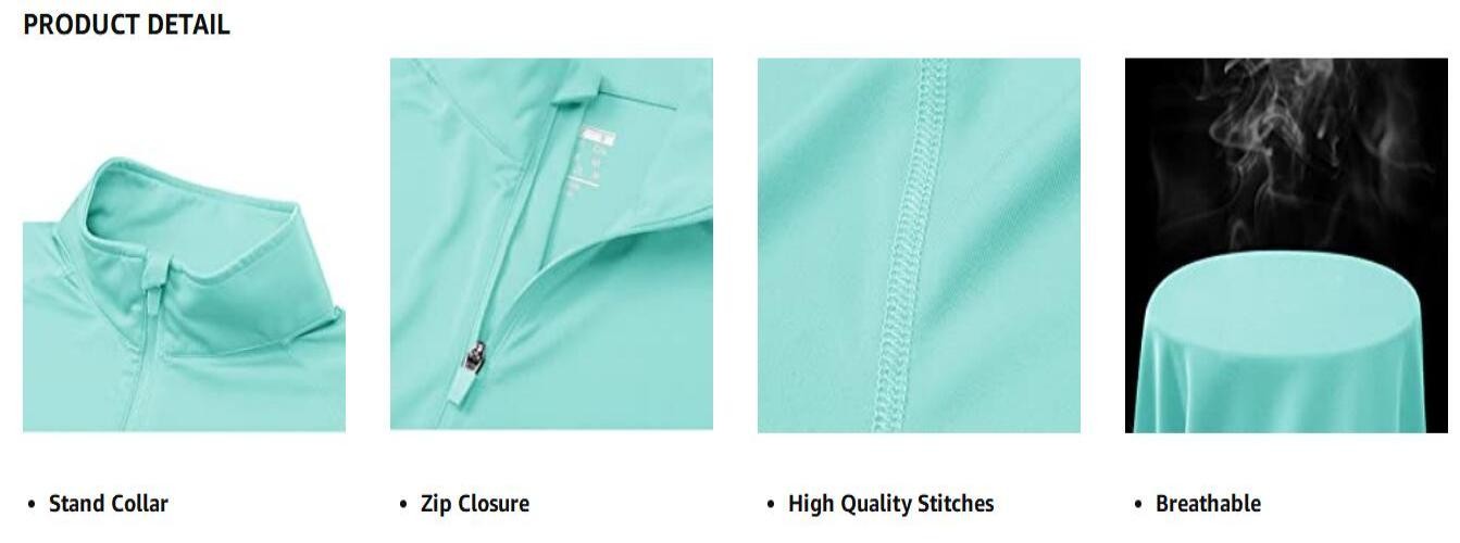 UPF50+ Men’s Sun Protection UV Shirts 1/4 Zip Long Sleeve Performance Golf Tops