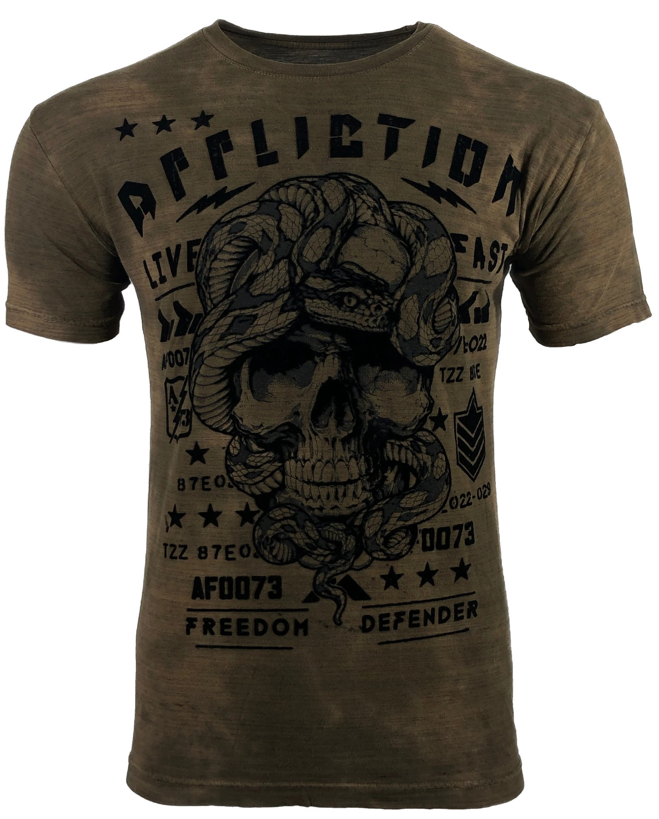 AFFLICTION Men’s T-shirt FREEWILL Short Sleeve Skull Tattoo Biker MMA