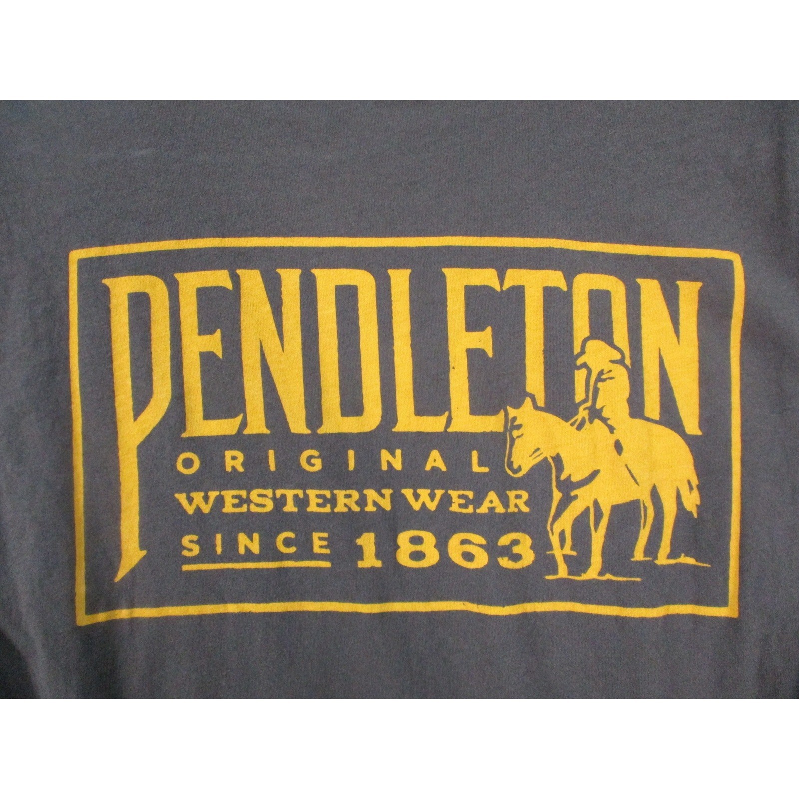 Pendleton Mens Graphic T-Shirt Gray Western Wear Horse Cowboy Logo Size M