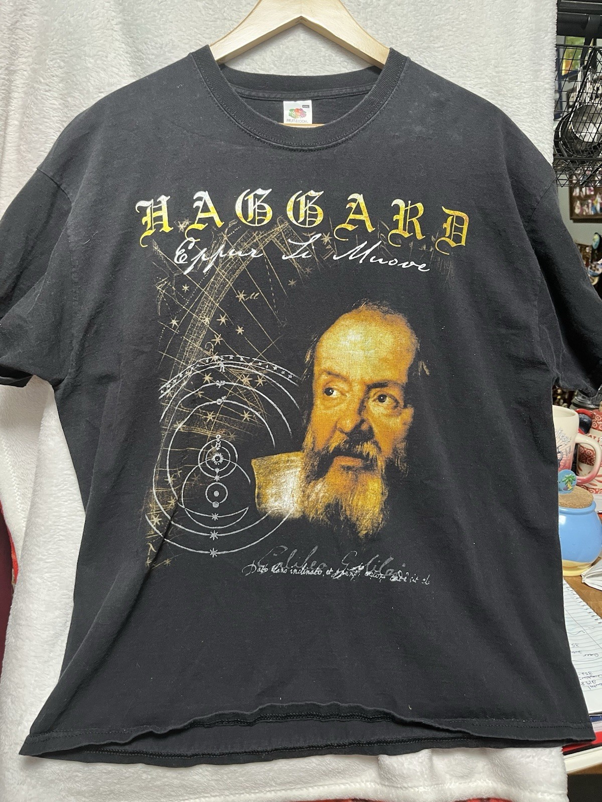 Galileo Galilei T-Shirt Adult 2XL Hemisphere Science Quote Black Italian