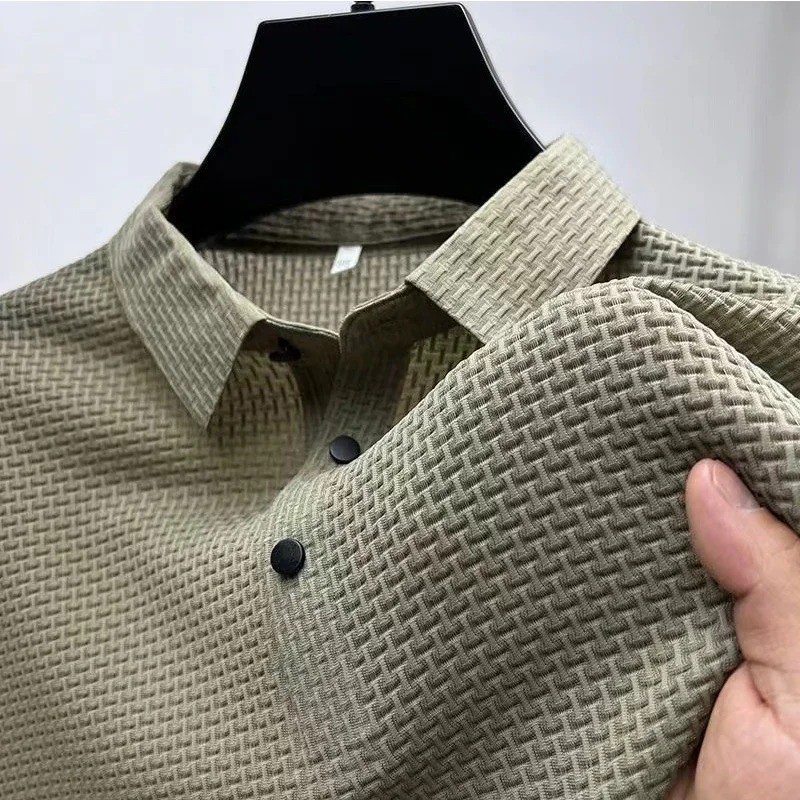 New Summer Mesh Ice Silk Short-sleeved T-shirt Men’s Ice Silk Short Sleeve Shirt
