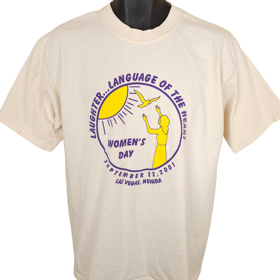 Vintage Womens Day T Shirt Mens Size Large Cream Y2K 2001 Language Of The Heart