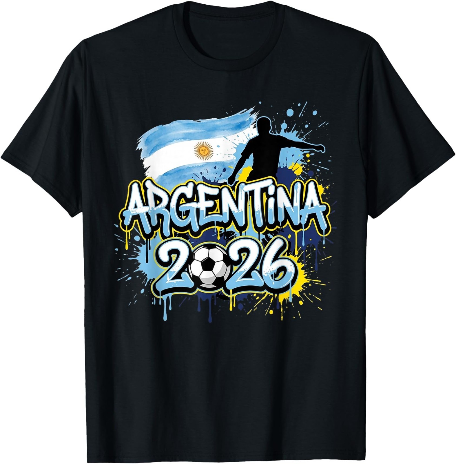 Argentina ARG 26 Fan Colorful Paint Splash Flag T-Shirt