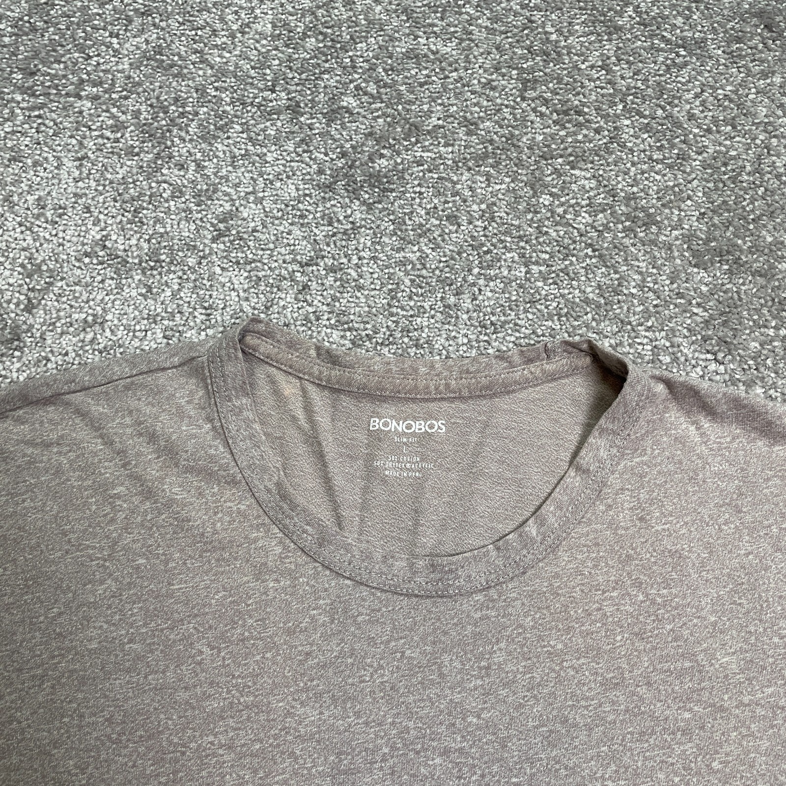 Bonobos Slim Fit T-Shirt Men Large Gray Long Sleeve Crew Neck Casual Outdoor Tee