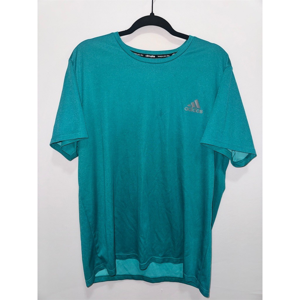 Adidas Climalite T-Shirt Mens XL Blue Teal Short Sleeve Athletic