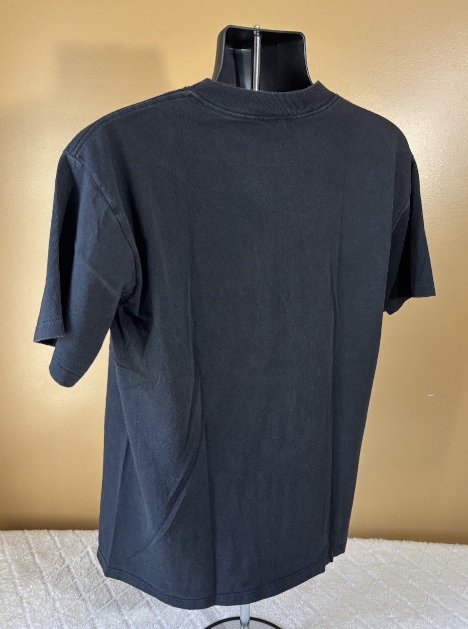 Vintage 90s Halloween Ghost USA Made Single Stitch Black Tee Men Size L Peacock