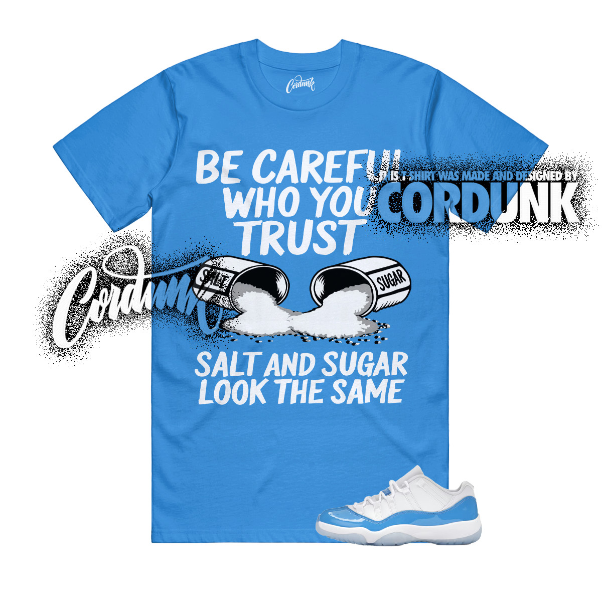 11 University Blue UNC White Light Sky Low T Shirt Match SUGAR