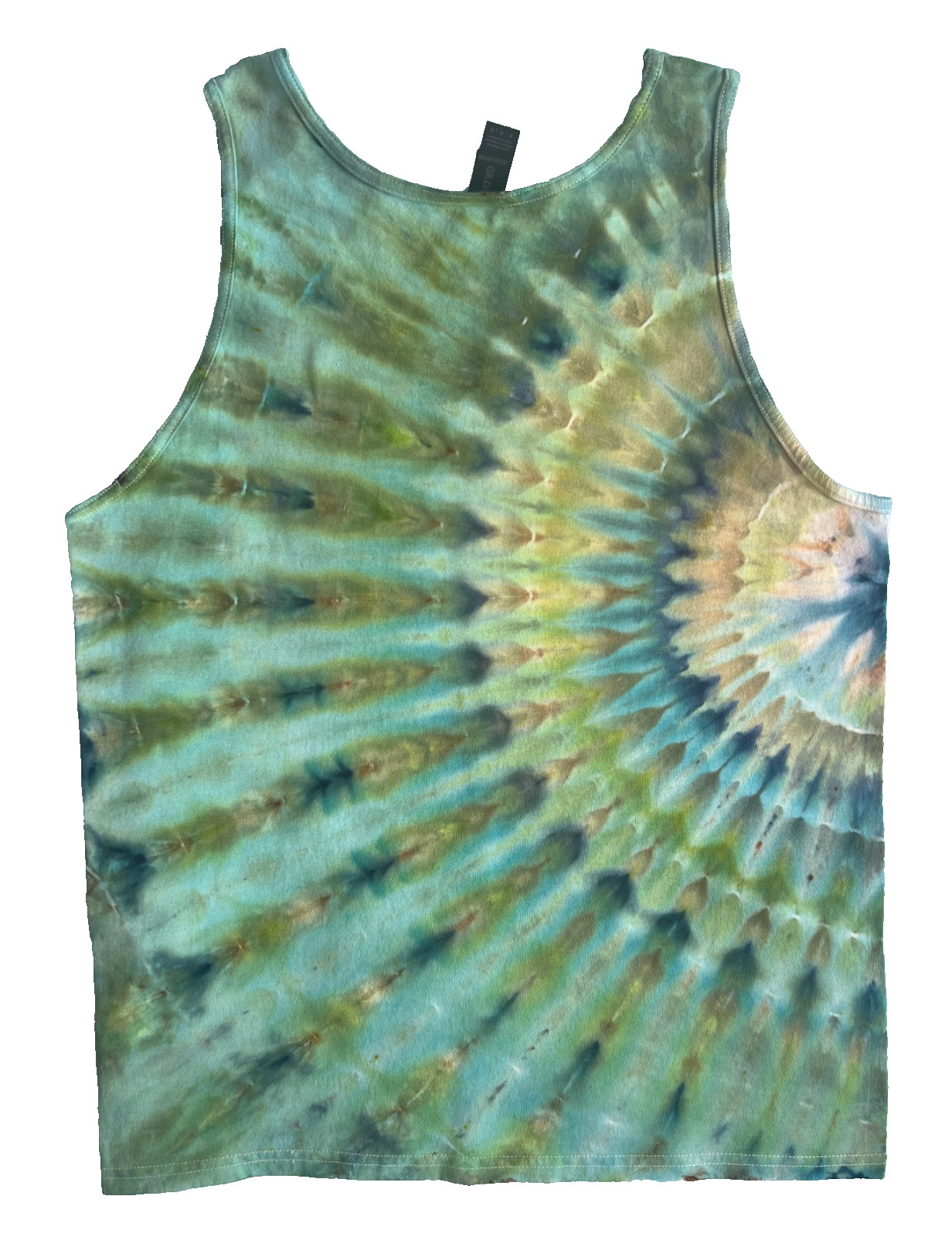 NEW Fan Fold Ice Tie Dye T-Shirt, Mens M Tank Top Turquoise & Sand