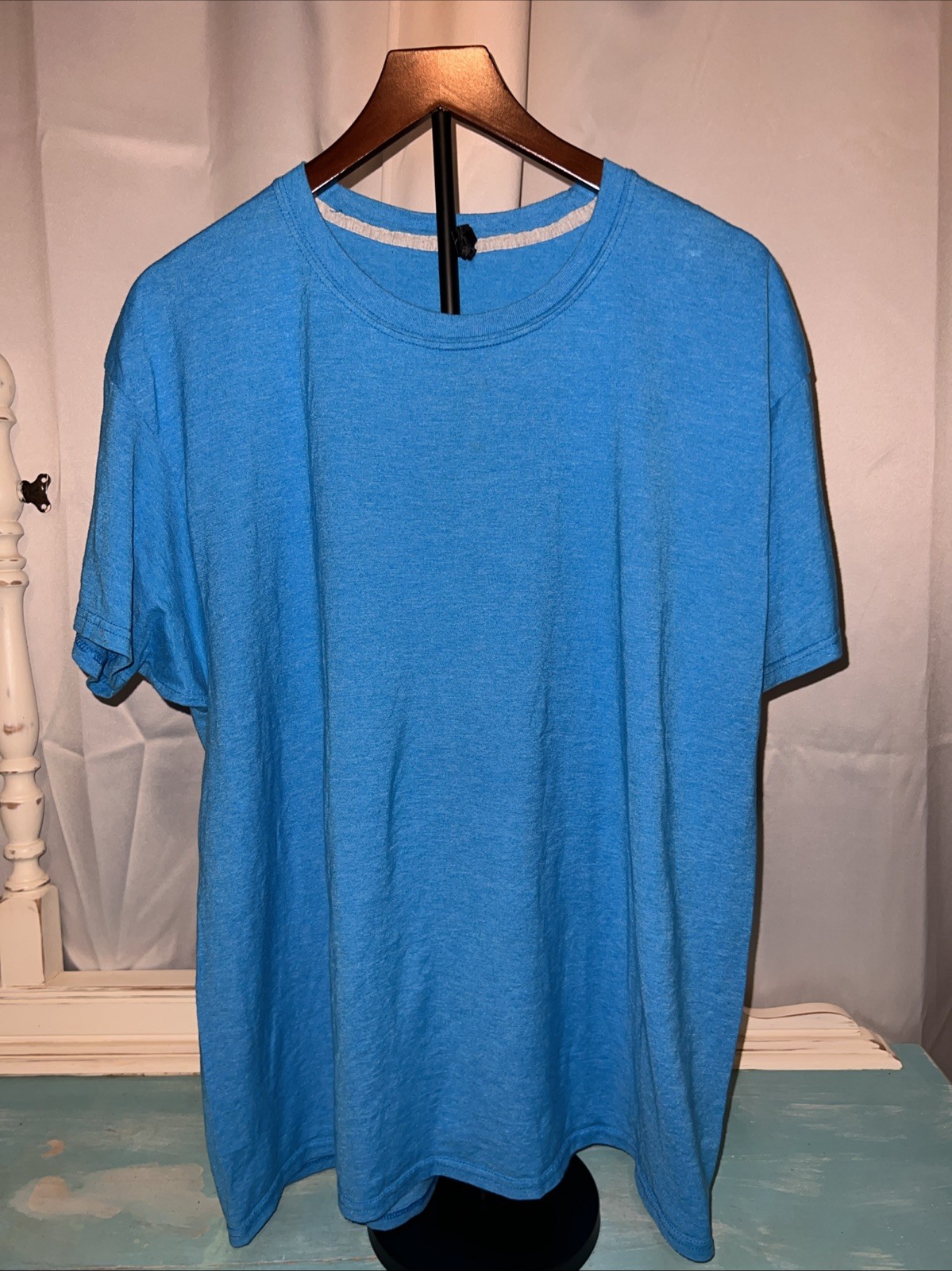 Hanes X-Temp Men’s XL Short Sleeve T-Shirt Aquatic Blue Crew Neck 100% Cotton