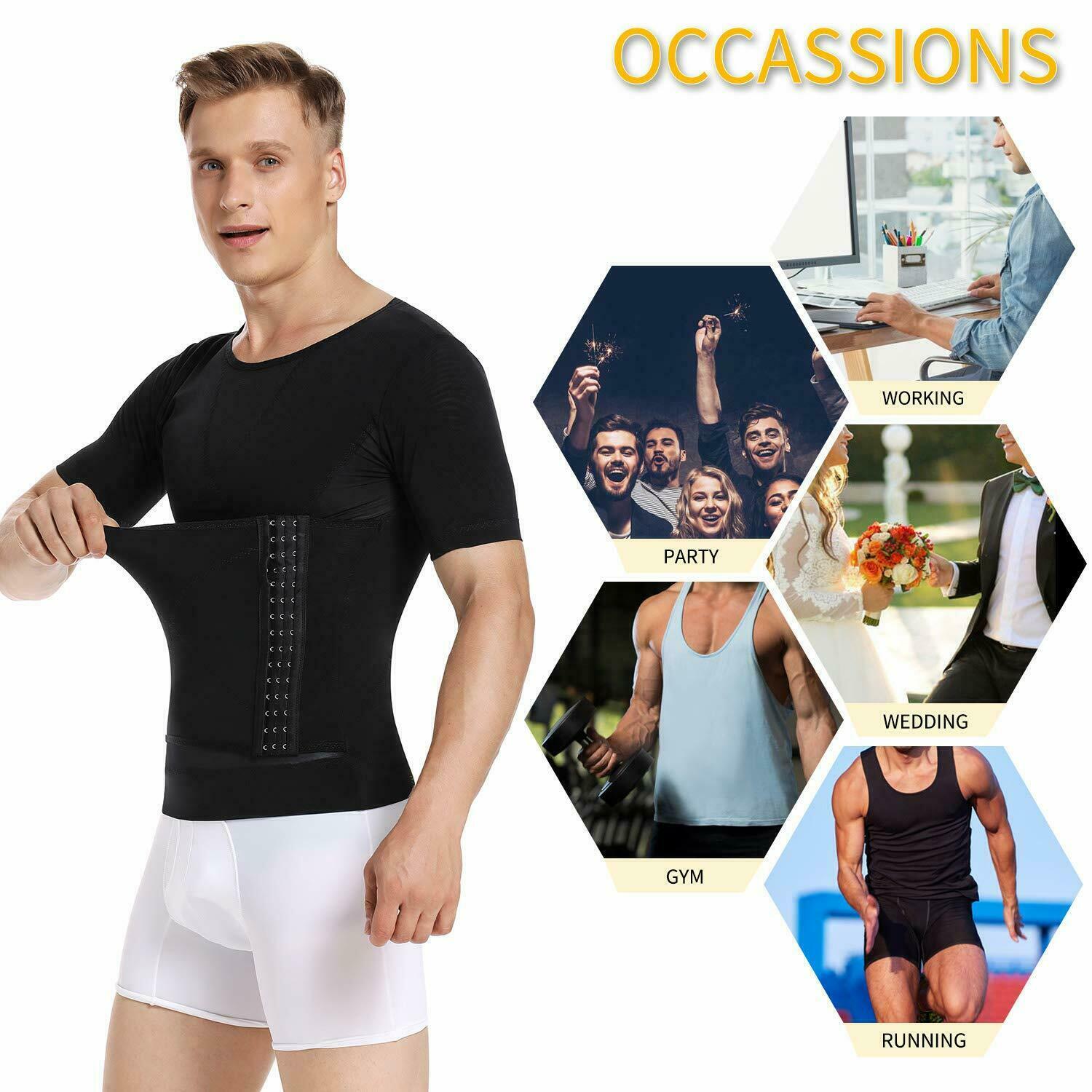 Men’s Slimming Body Shaper Vest T-Shirt Compression Tank Tummy Control Shapewear