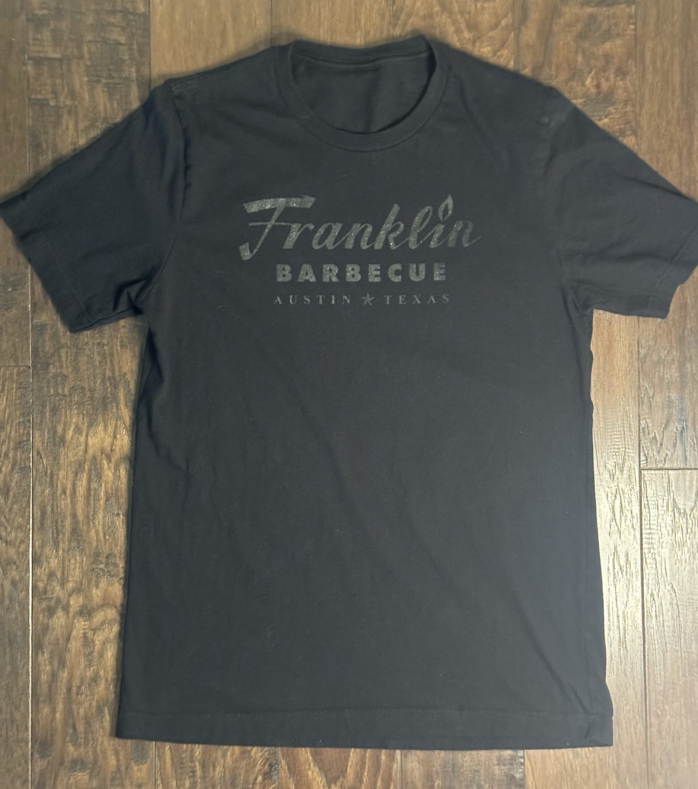 Franklin Barbecue Austin Texas Black Tonal Sparkle T Shirt Size Unknown 21×29