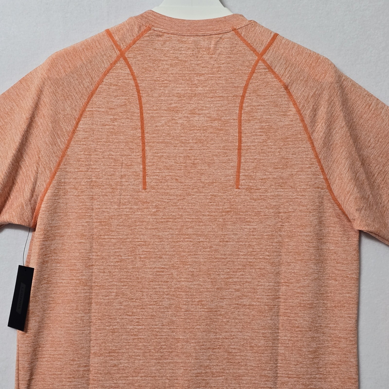 $50 Legends Mens Enzo Tee Coral Heather Sz Medium Athletic Scalloped Hem NWT