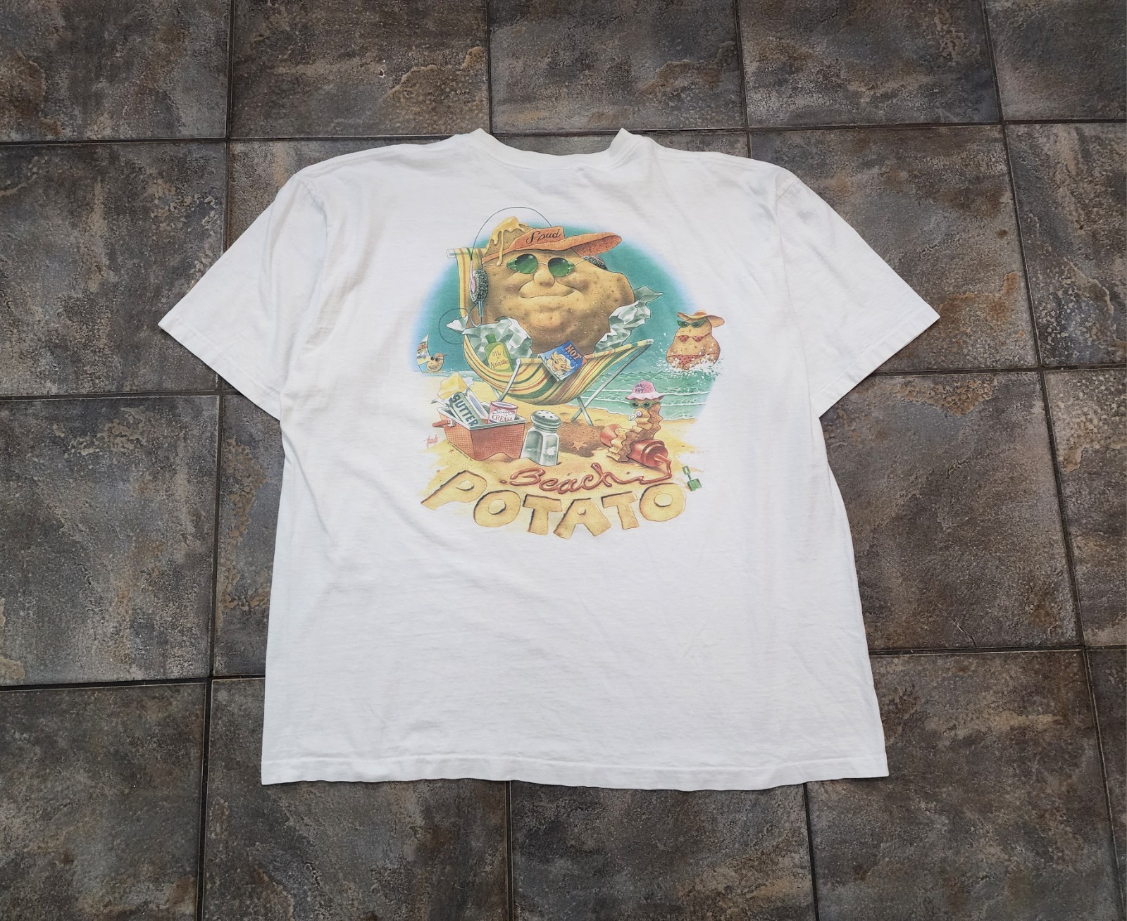 Vintage 90s Caribbean Soul Men’s 3XL Beach Potato Tropical Single Stitch T Shirt