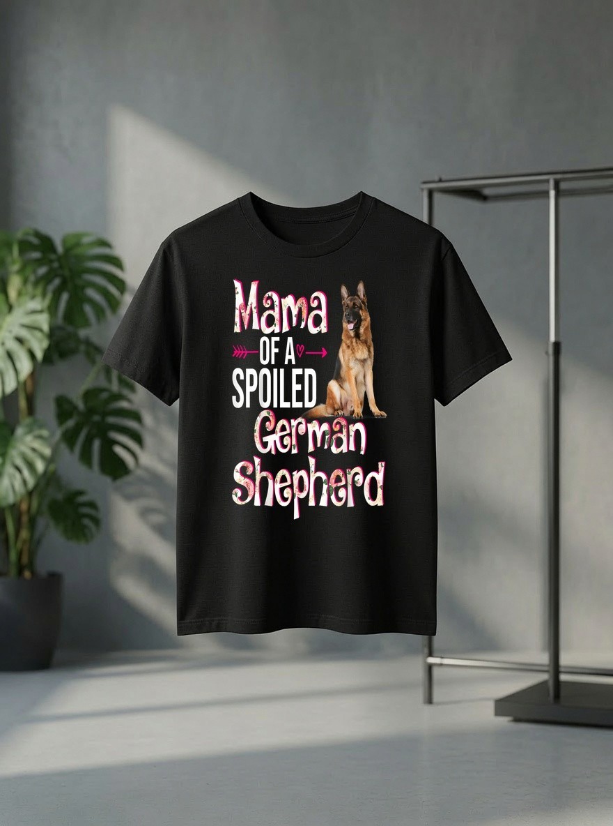 Mama of a Spoiled German Shepherd Floral Mothers Day Gift T Shirt