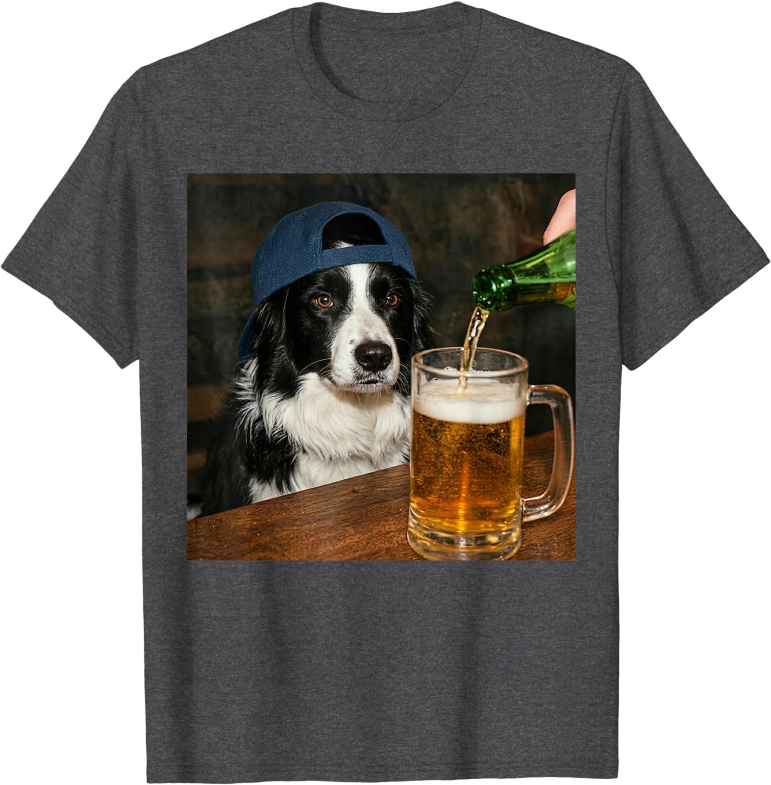 Border Collie Drinking Beer Funny Dog Meme T-Shirt