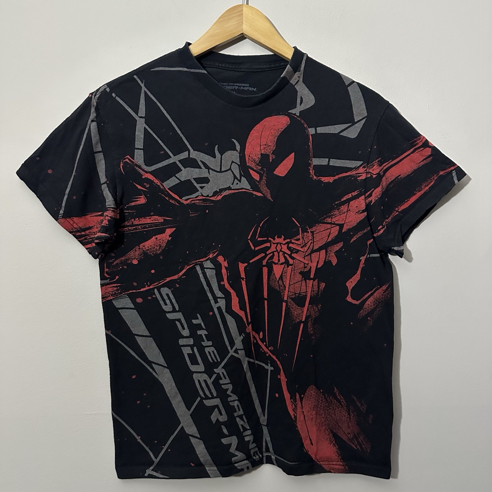 Marvel The Amazing Spider-Man 2012 Movie AOP T Shirt Mens Size Medium Black