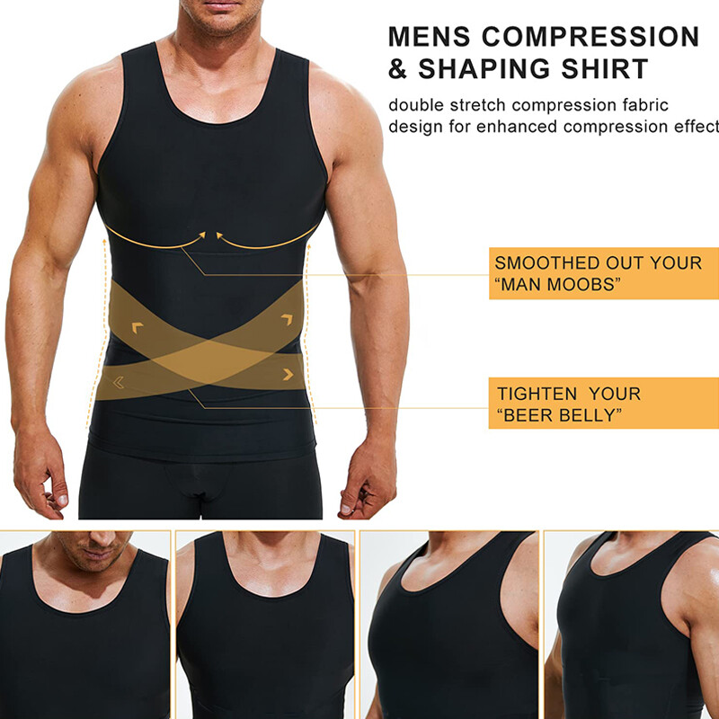 Mens Slimming Vest Abs Abdomen Compression Shirt Workout Tank Tops Body Shaper
