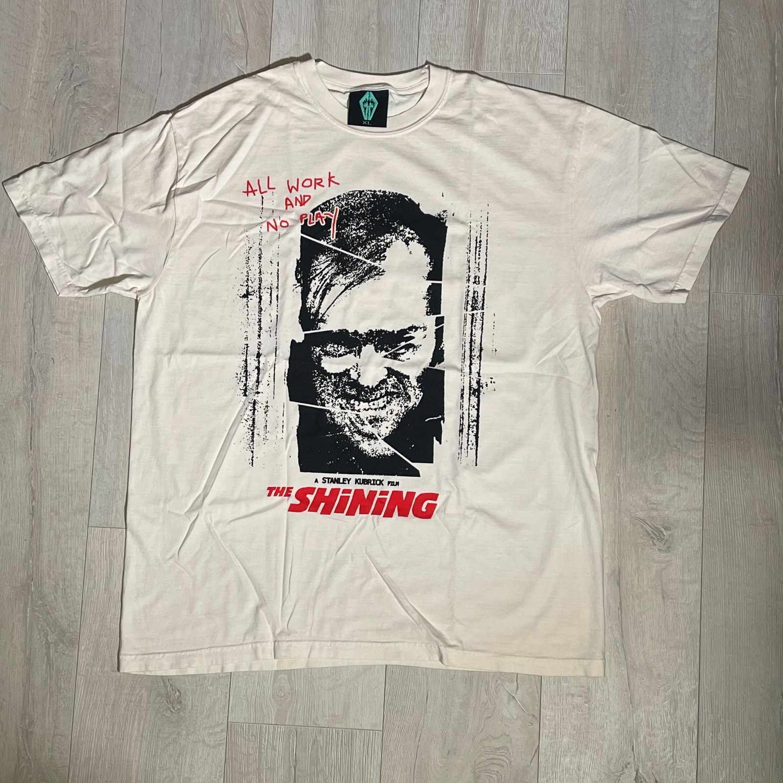 XL Graveyard Goods The Shining Here’s Johnny Horror Short Sleeve Tan T-shirt OOP