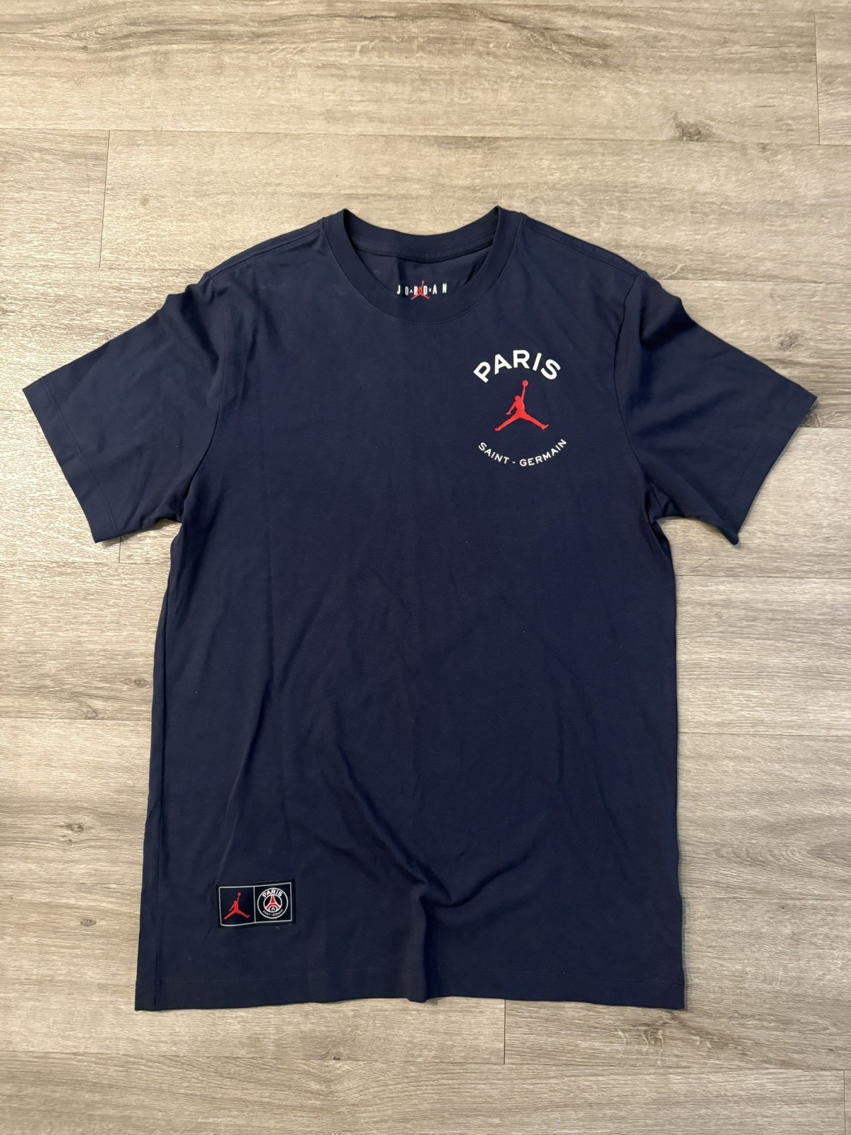 NWOT Jordan Paris Saint-Germain Logo Blue PSG Short Sleeve T Shirt M Medium