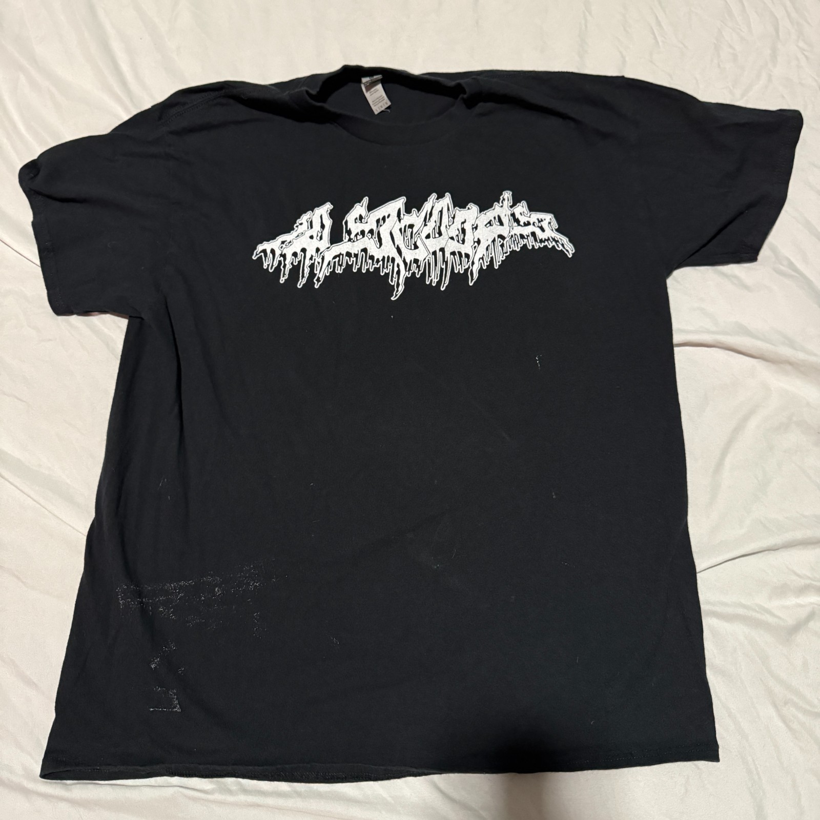 UNKNOWN dripping/graffiti metal-style logo shirt SZ LARGE Hardcore? Death? DJ?