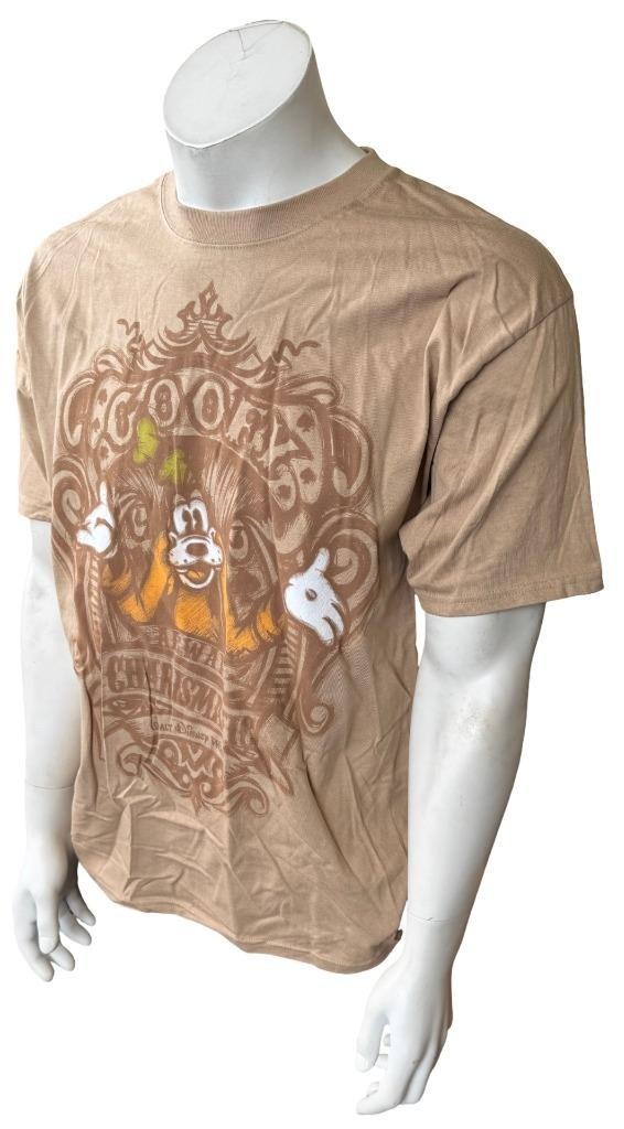 Walt Disney World Men’s Goofy Always Charismatic Brown Short Sleeve Shirt Size L