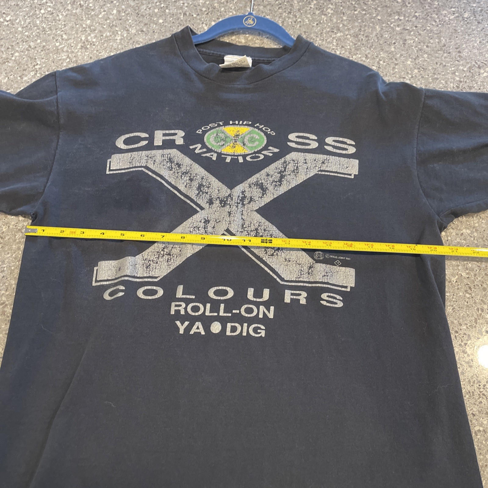 Vintage Cross Colours Shirt 90’s Single Stitch Black T-shirt Size M/L *See Pics*