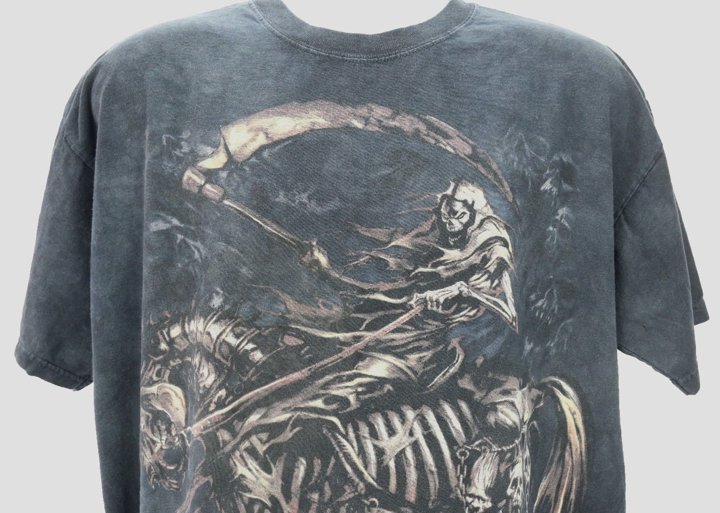 Vtg Skulbone T-Shirt Mens XL Black Horse Mounted Skull Reaper Rock Metal Biker