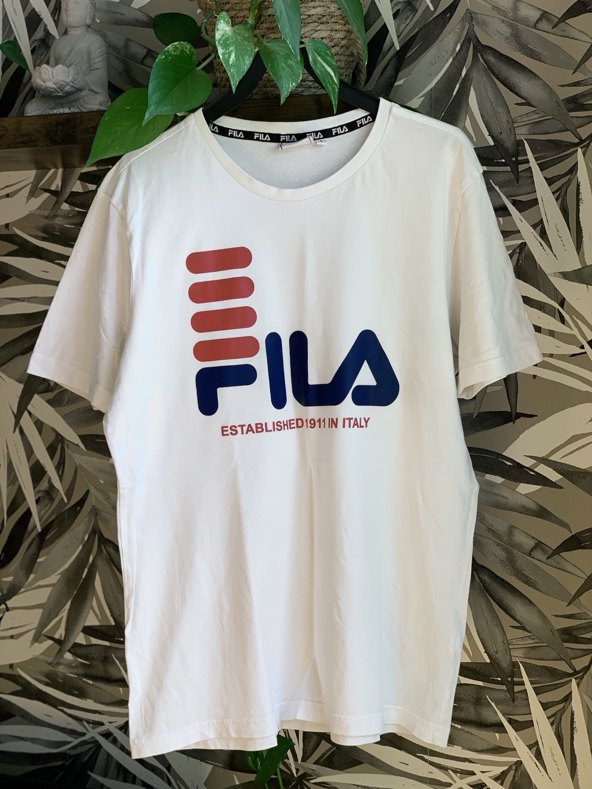 FILA T-shirt men’s cotton crew neck short sleeve white cotton size S