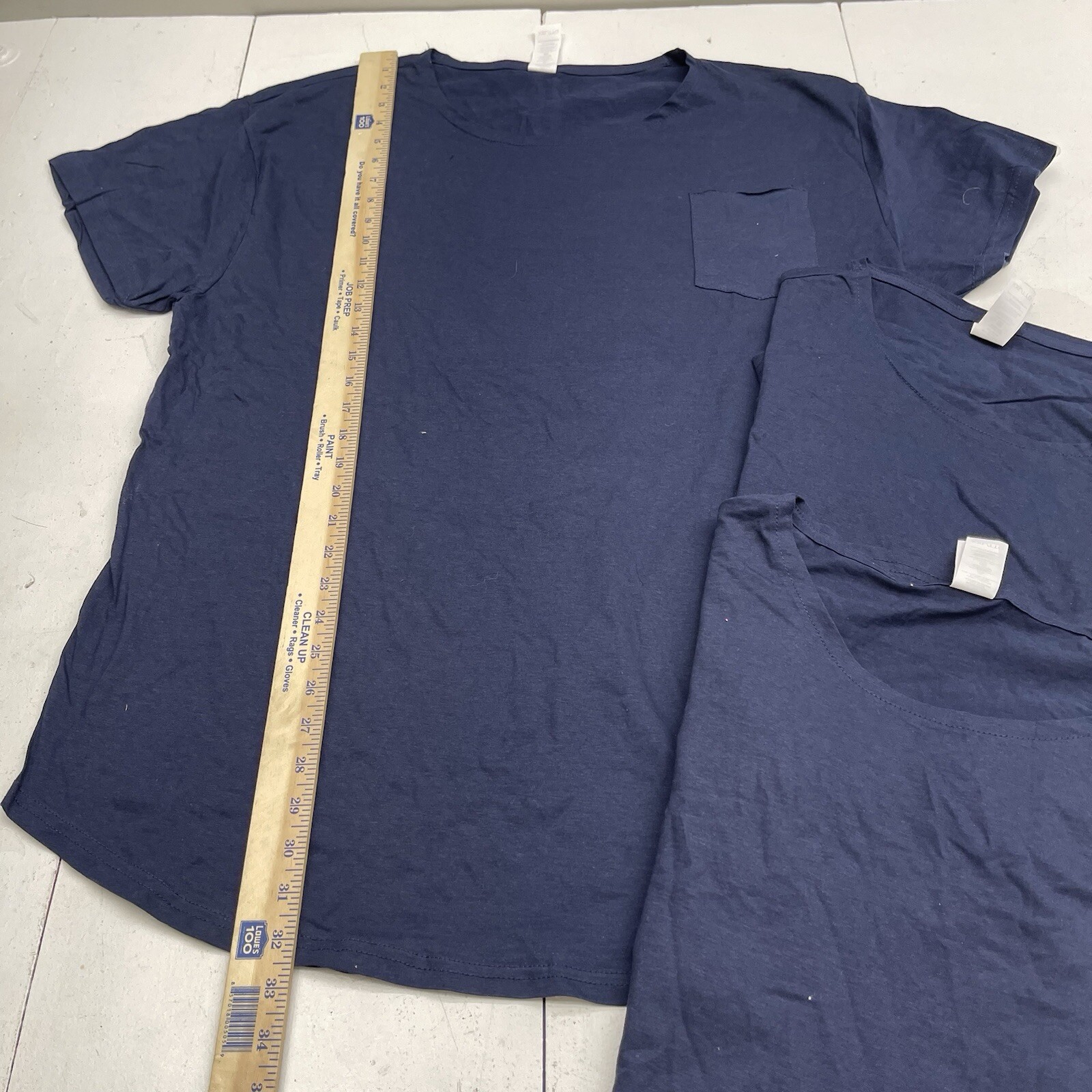 Fleece Factory Navy Blue Pocket Front Scoop Neck T Shirt 3 Packs Mens Size XXL