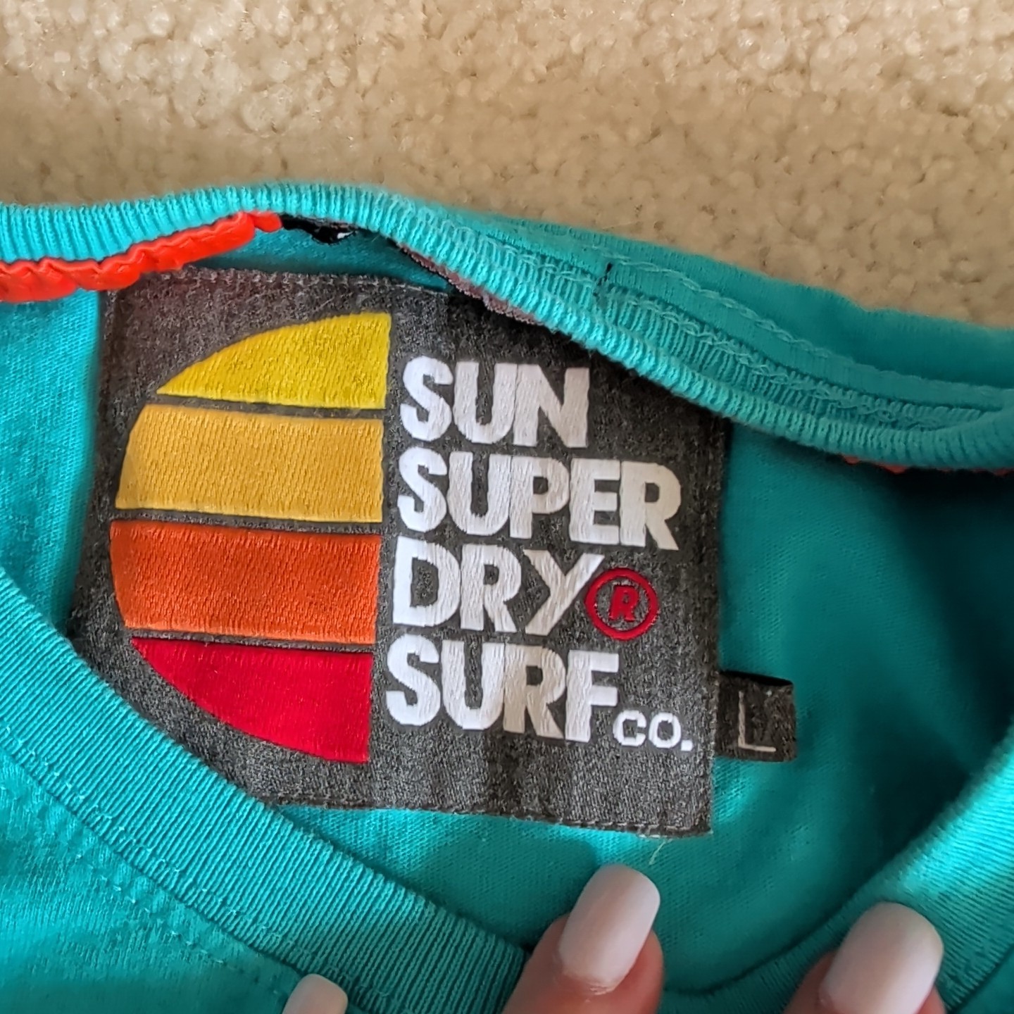 Superdry Y2K Shirt Adult Large Turquoise Retro Surf Skater Graphic Tee Japanese*