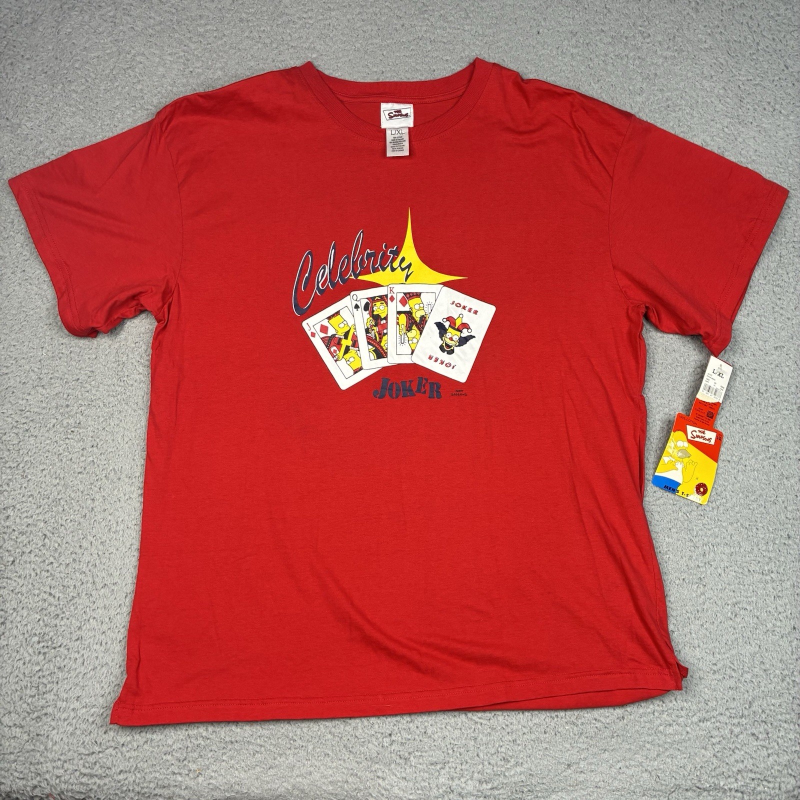 Vintage 2004 The Simpsons Celebrity Joker Red T-Shirt L/XL Y2K NWT