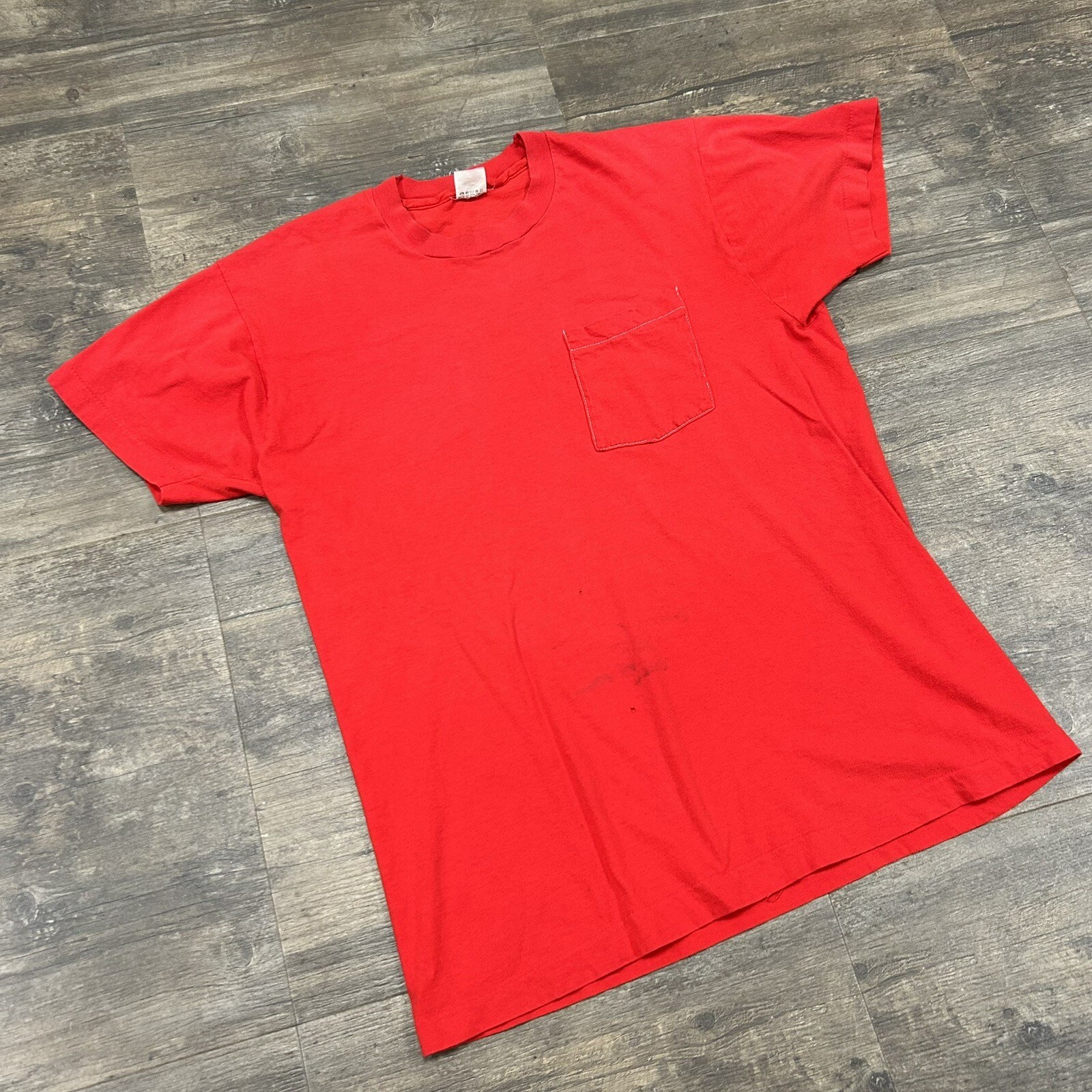 Vintage Fruit Of Loom Pocket T-SHIRT Mens Size XL Single Stitch Made In USA